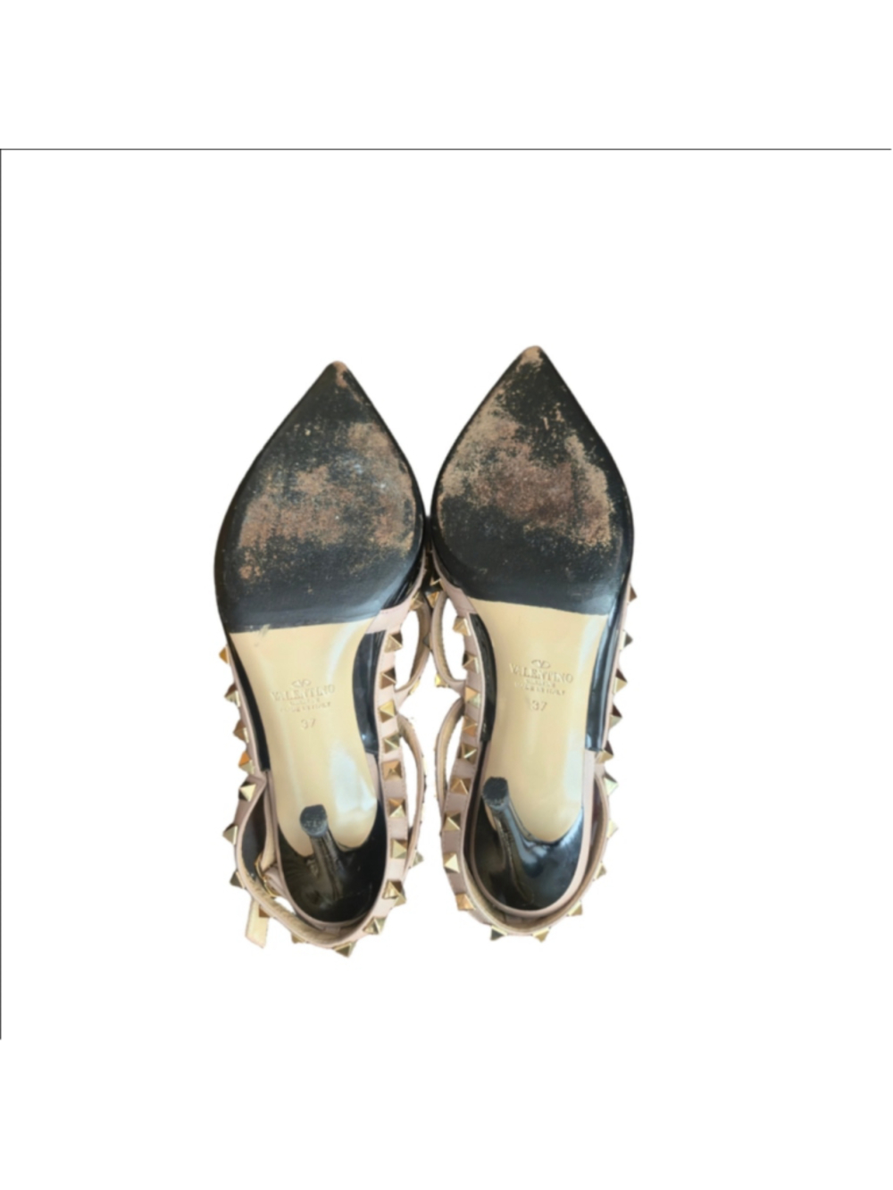 Valentino Garavani Rockstud Caged Pumps Patent Leather Black & Beige size 37 - Picture 7 of 12